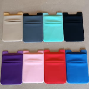Porte-cartes adhésif pouvant contenir jusqu'à 8 cartes, pour l'arrière du téléphone Noir Vert Bleu Rouge Or Violet Rose Gris Portefeuille