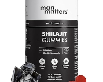 Shilajit del Himalaya con ashwagandha / Suplemento ayurvédico para el bienestar / Vitalidad y equilibrio naturales / Probado en laboratorio. Man Matters