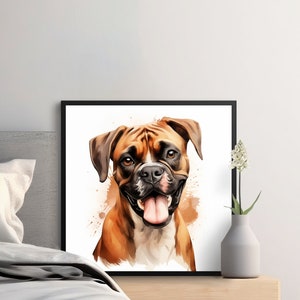 Customizable Boxer Dog Portrait - Digital High-Res PNG - Printable Wall Art - Perfect Gift for Animal Lovers - Modern Home Decor