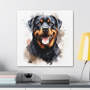 Rottweiler Portrait Commission - Unique Canvas Painting - Pet Memorial Gift