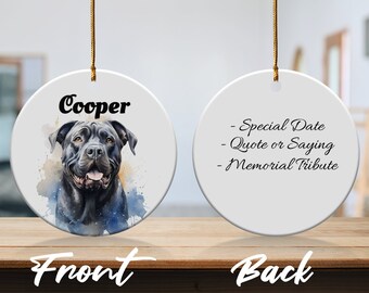 Personalized Dog Ornament, Custom Pet Portrait, Watercolor Memorial Keepsake, Unique Dog Lover Gift