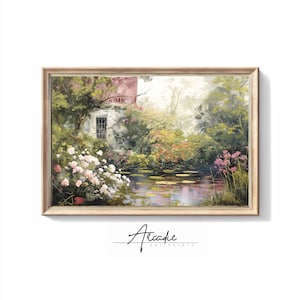 Garden with Searoses - Antique Impressionism  | Vintage Print Bedroom Wall Decor Digital PRINTABLE
