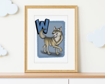 W is for Wolf | Abcs Coloring Page | Alphabet | Printable Digital ...