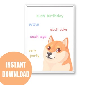 Biglietto d'auguri stampabile Meme cane carino Tale compleanno File JPG 5" x 7" Wow Orange Art