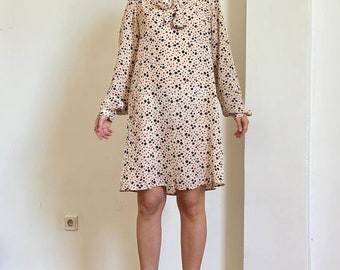 Corey lynn calter dress polka dot silk size 8 S, 100% silk summer 90s dress