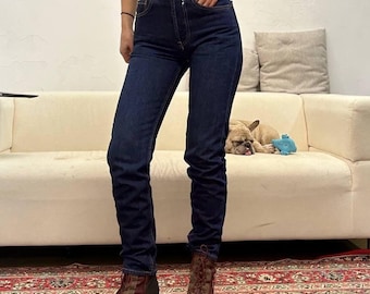 Mustang vintage denim jeans, blue wide leg y2k 90s highwaisted jeans, jeans for women XS  Rare Vintage Dark Blue