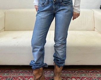 Y2k  Roberto Cavalli jeans, designer stretch made in italy pants, art loose fit jeans, wide bootcut jeans S vintage  wide leg