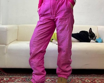 Winter ski pants, Italian retro 1990s jumpsuit, snowsuit women winter pink pants, one piece ski jumpsuit, snowsuit women winter 90s ski suit