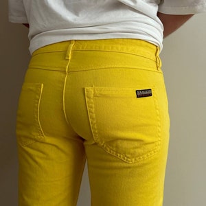 Vintage Napapijri Yellows Men’s Chino Jeans Pants Trousers Cotton Button Fly Men colorful hipster jeans festival