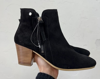 Vintage Ravel suede leather boots, platform black women heel combat boots, riding gogo 90s boots US 6.5 UK 4 EU 37