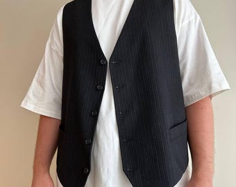 Vintage mens wool Pierre Cardin waistcoat, formal grey sleeveless vest for men, wool vest men waistcoat undyed wool handwoven size M