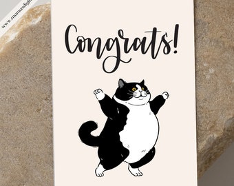 Congrats Cat Card, Congratulations, Cat Card, Animal Card, Printable Card, Digital Download, Cat Lover, Card With Cat, Congrats Card, Print