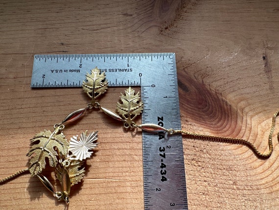 Vintage Golden Oak Leaf Necklace, 1982 Turkey, So… - image 4