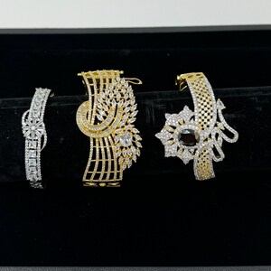 Indian silver and Gold  kada ,Indian Bracelet , Diamond   Bracelet, Indian Jewelry/ Indian Kada , Indian Pakistani wedding jewelry,