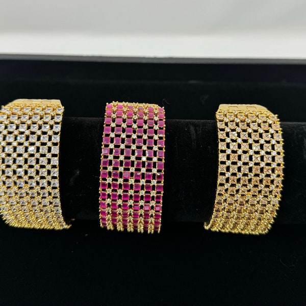 Americ Diamond indian Bracelet, American Diamond Indian  Bracelet, Indian Jewelry/ Indian Kada , Indian Pakistani wedding jewelry,