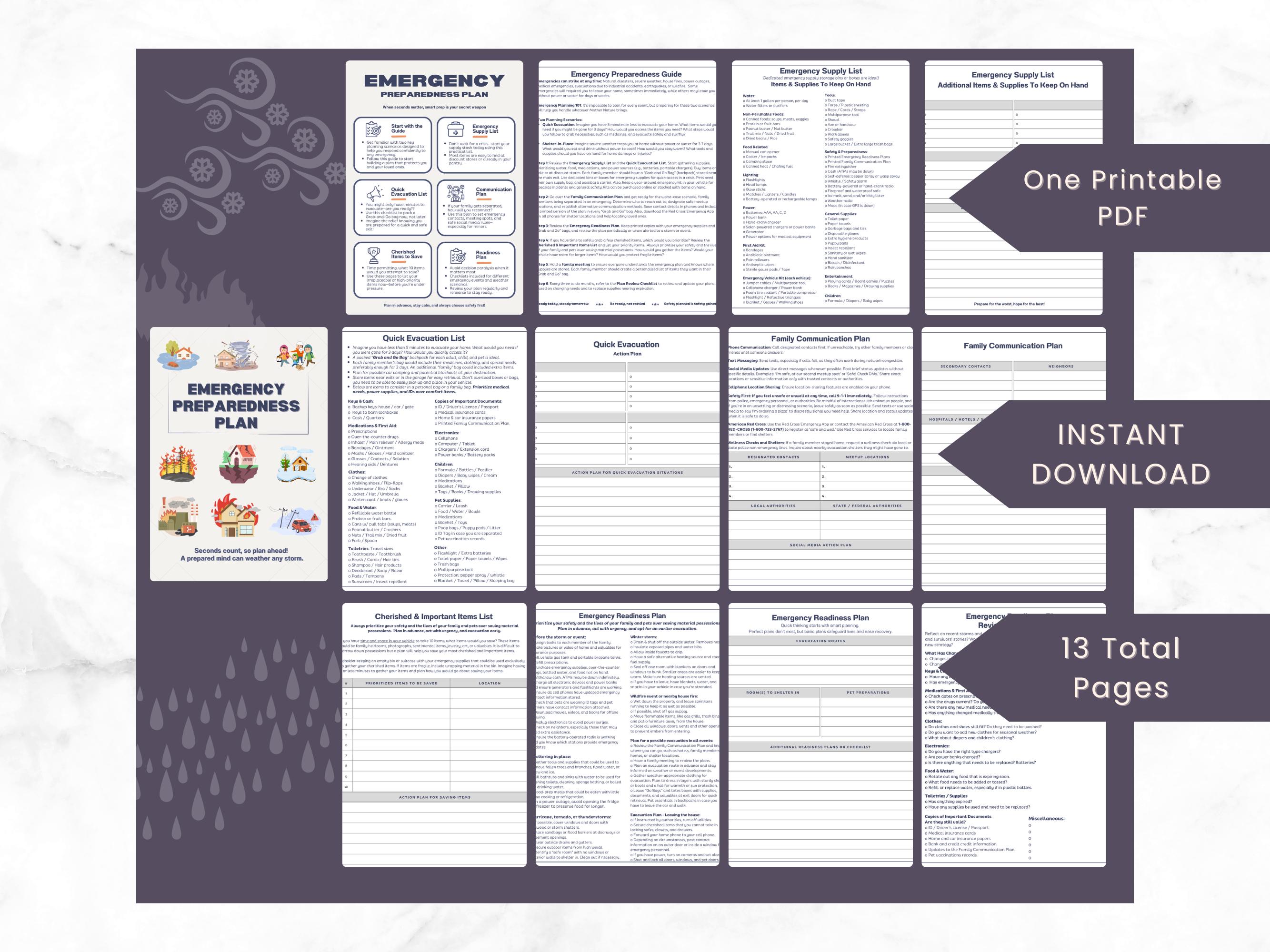 Emergency Preparedness Packet.pdf Emergency Preparedness Plan Printable Emergency Binder Kit Grab-and-go ...