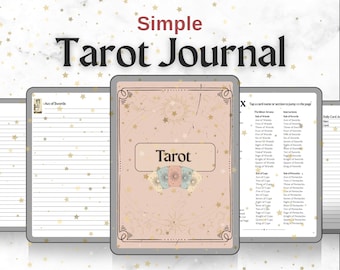 Diario digital de cartas de tarot, cuaderno de tarot de líneas anchas con hipervínculos para iPad, Goodnotes, Noteshelf, Notability, descarga instantánea, notas imprimibles en PDF
