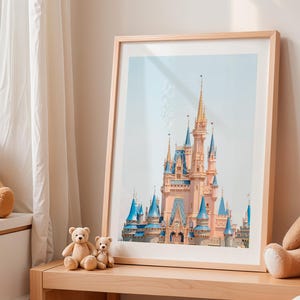 Cinderella Disney Princess Castle, Walt Disney World Magic Kingdom, Pastel Tones Print, Minimalist Disney Photography, Printable Pink Castle