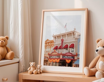 Magic kingdom Vintage Photography, Disney World Main Street Wall Art, Disney Printable Watercolor Art, Digital Download, Disney Gift