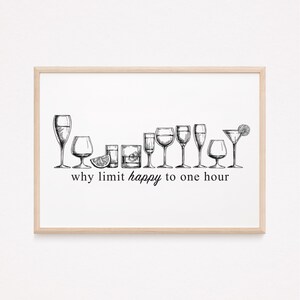 Happy Hour Wall Art, Cocktail Party Wall Art Poster Prints, Dirty Martini, Margarita, Tequila,  Bar Cart Wall Art Prints, Alcohol Prints
