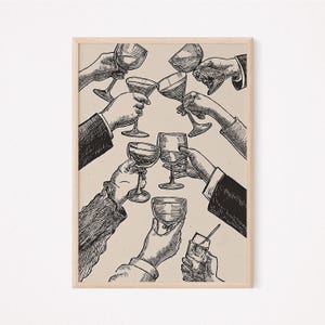 Cheers Wall Art Print, Alcohol Cocktail Sign Poster Prints, Bar Cart Art Print Wall Decor, Modern Bar Art, Cocktail Bar Art Print Poster