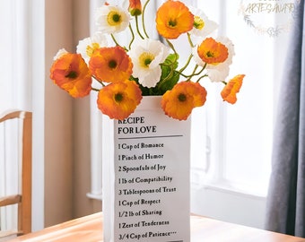 Ceramic Paper Vase for Flowers | Recipe For Love Vase | Gifts for Flower Lovers | Nordic Style Vase | Figurine Vase | Housewarming Gift