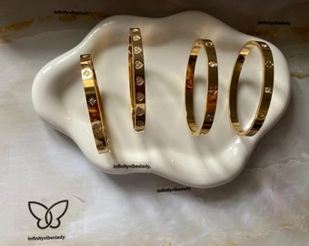 Love  Bangles Gold plated Stainless Steel Waterproof & Tarnish Free