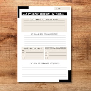 Co-parent Digital Worksheet, Parenting Digital Worksheet, Co-parenting paper