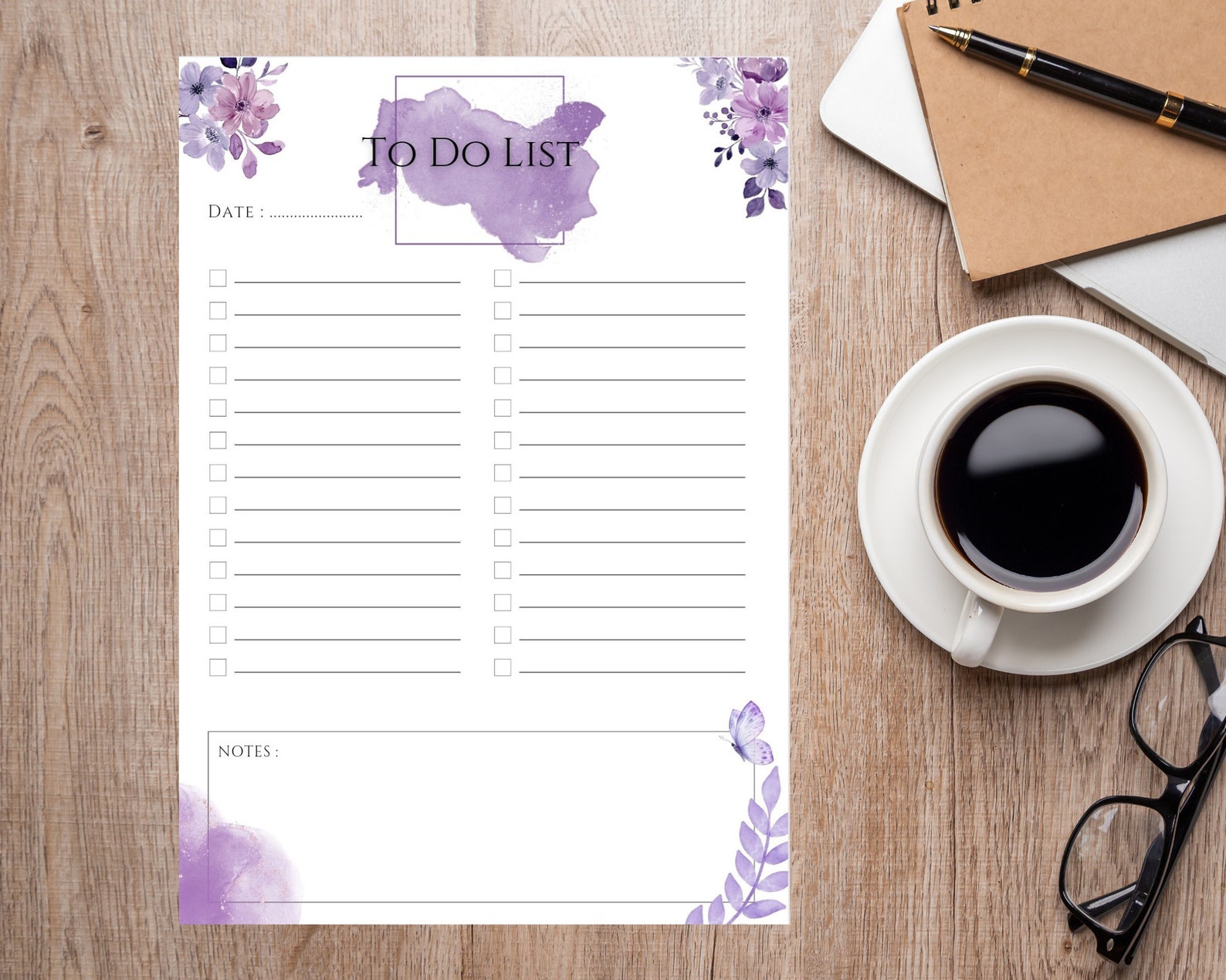 Floral To-do List, Digital Design, To-do List, Digital Prints, Digital ...