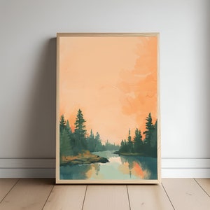 Golden Hour River Poster | Nature Inspo | Orange Sky | Aesthetic Artwork