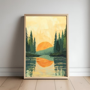 Poster del tramonto del fiume sereno/Arte da parete sulla natura