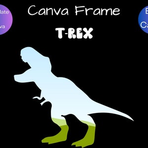 T-Rex Tyrannosaurus Rex Canva Frame Template Plantillas de marcos de fotos Plantillas de marcos de Canva digitales para POD, diseño digital de uso personal