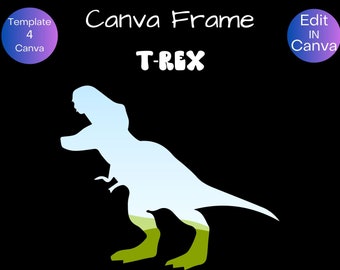 Plantilla de marco de fotos T-Rex para Canva (Descarga digital)