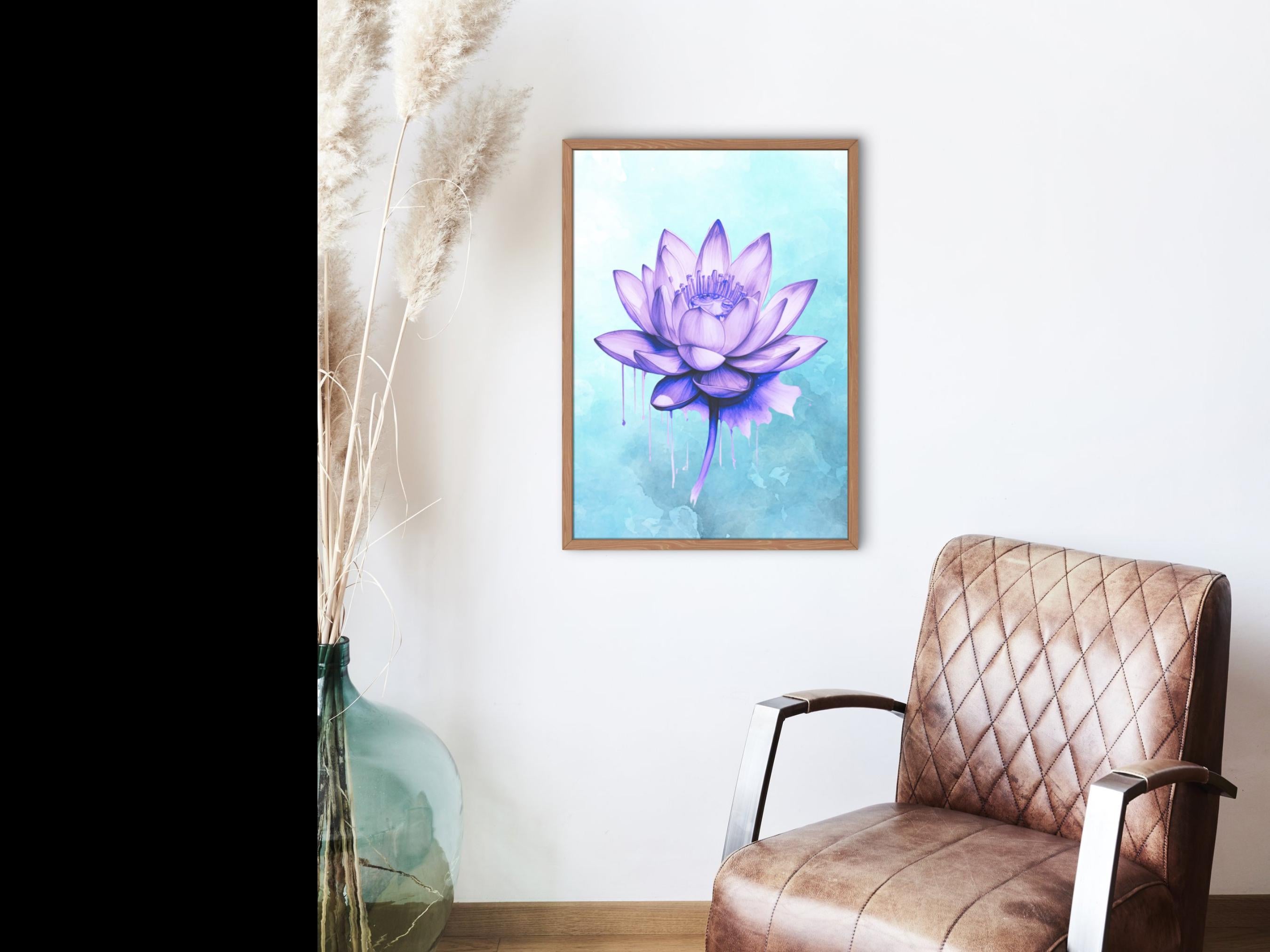 Lotus Flower Wall Art Printable Digital Files DIY Blue and Purple ...
