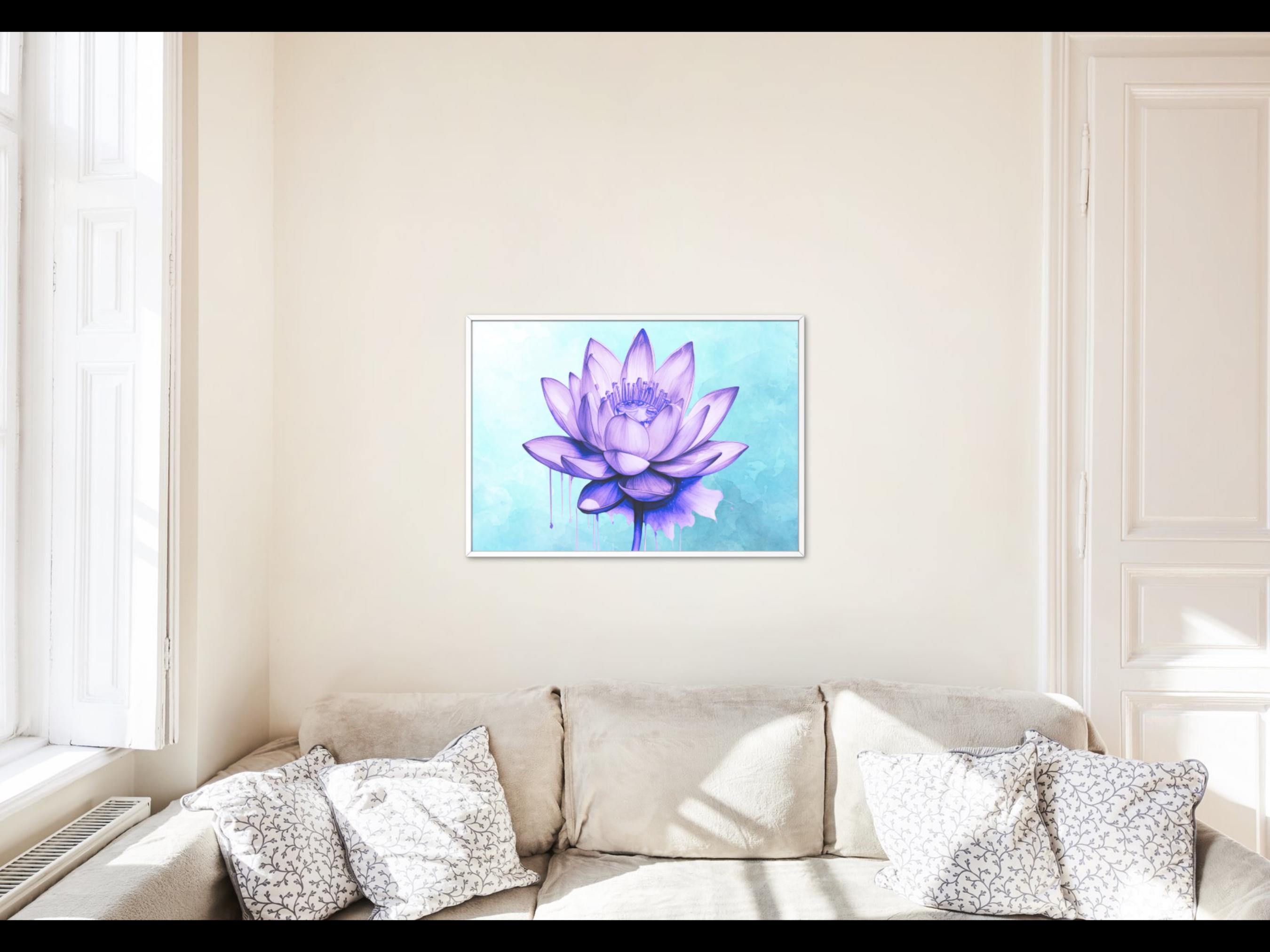 Lotus Flower Wall Art Printable Digital Files DIY Blue and Purple ...