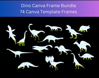 Mega paquete de marcos de dinosaurios para Canva, 74 plantillas (descarga digital)