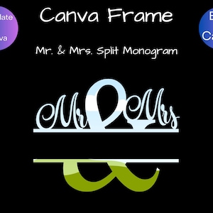Split Monogram Canva Frame Template Modelos de molduras para fotos Modelos de molduras digitais Canva para impressão sob demanda e pessoal