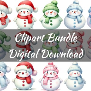 Entzückende Cartoon Schneemann Clipart für Winterfeiern - Sofortiger Download Sublimationsdesign für freudige Projekte