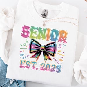 Senior 2026 PNG: Rainbow Bow Graduation Clipart (Digital Download)