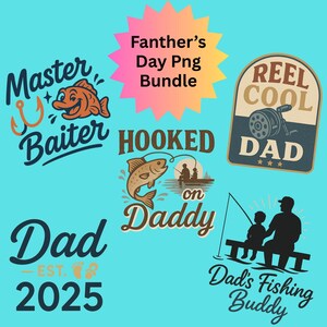 Father’s Day PNG Bundle | Funny & Sentimental Fishing New Dad Shirt Designs | 5 Sublimation Files for Cricut Crafts 2025