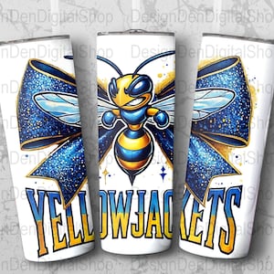 Yellowjackets Schulteam Maskottchen Bogen Shirt PNG, Blauer Team Fußball, Beifall, Schulgeist, Spieltag, Sport Mom Shirt Sublimationsentwurf