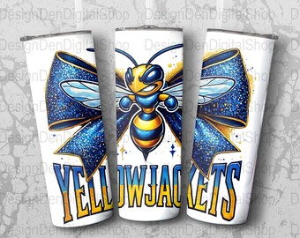 Yellowjackets Mascot Bow Shirt PNG: School Spirit Design (Digital Download)