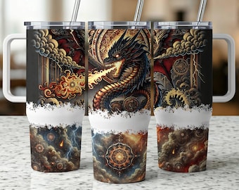 Dragon Tumbler Wrap für 110 oz | Fantasie digitaler Download für Sublimationsprojekte | Einzigartiges Trinkgefäß-Dekor