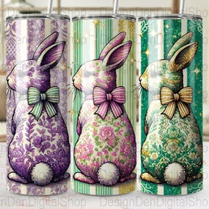 Cute Coquette Easter Bunny Tumbler Wrap, 20oz Skinny Easter Tumbler PNG Sublimation Design, Grandmillenial Easter Digital Download