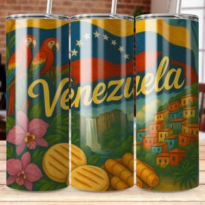 Venezuela Tumbler Wrap 20oz Skinny Tumbler Sublimation Design Digital Download PNG Template