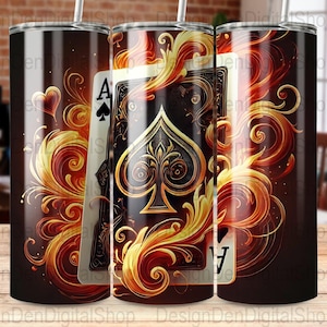 The Ace of Spades Tumbler Wrap - 20oz Sublimation Design - Poker Tournament - Digital Download