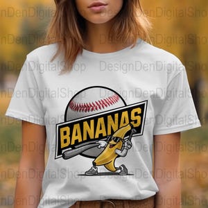 Funny Banana Baseball PNG: Sports Team Mascot (Digital Download)