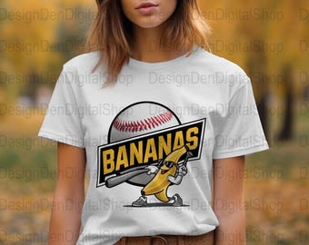 Funny Banana Baseball PNG: Sports Team Mascot (Digital Download)