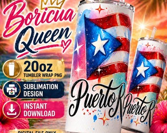 Puerto Rico Flag Tumbler Wrap – Sublimation Design (Digital Download)