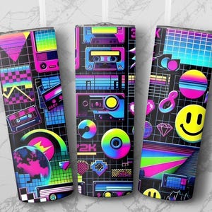 80s Tumbler Wrap | Retro Sublimation Design | 20 oz Custom Wrap for Nostalgic Drinkware | Digital Download
